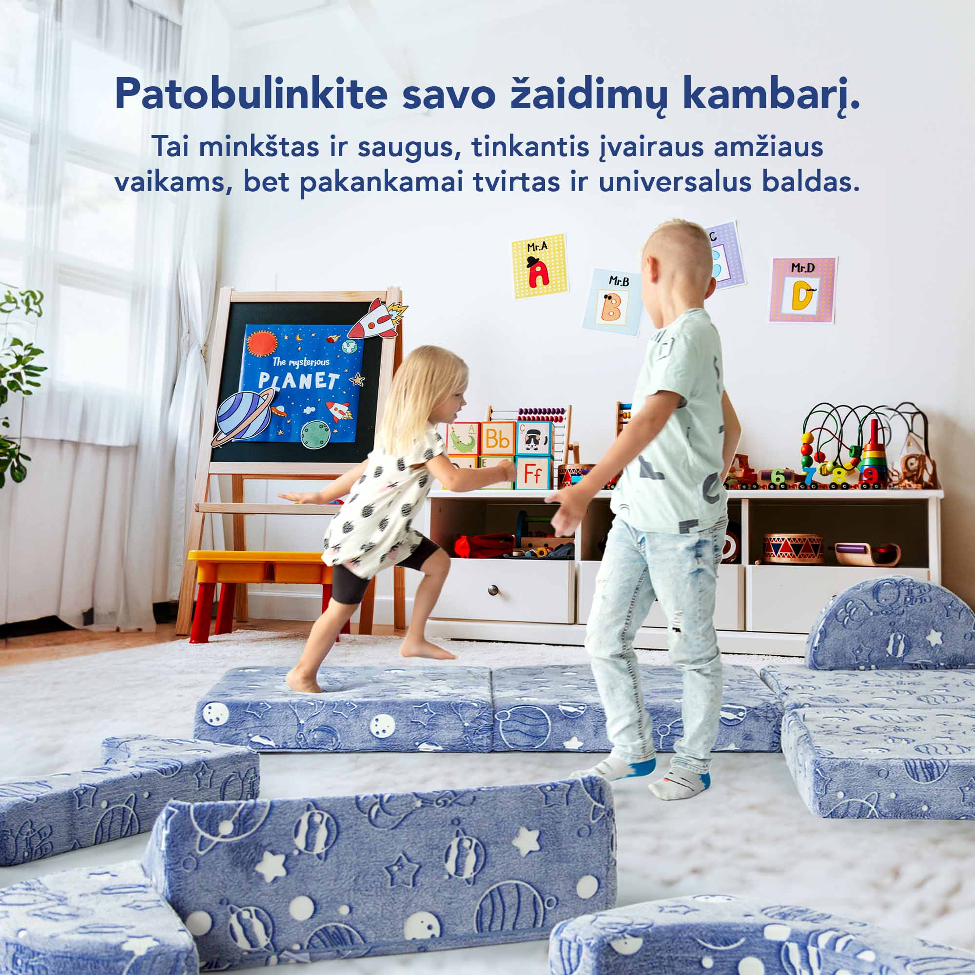 10 dalių modulinė sofa vaikams
